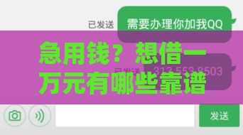 急用钱？想借一万元有哪些靠谱平台？这5个渠道超实用！