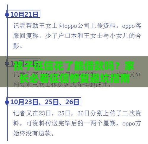 孩子征信花了能借款吗？家长必看征信修复避坑指南