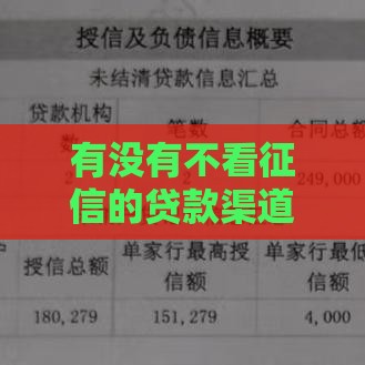 有没有不看征信的贷款渠道？