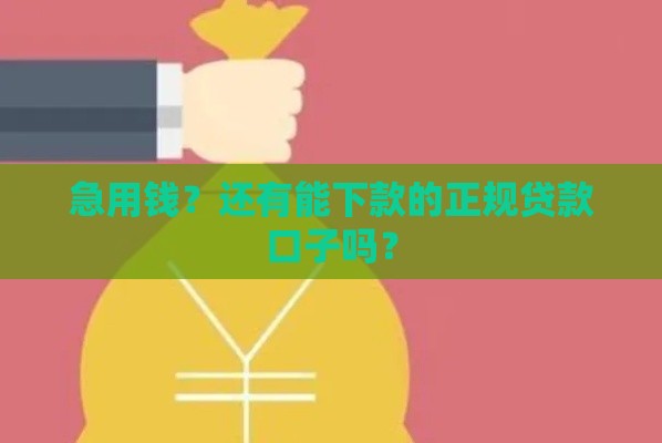 急用钱？还有能下款的正规贷款口子吗？