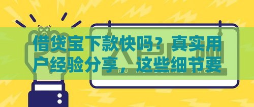借贷宝下款快吗？真实用户经验分享，这些细节要注意！