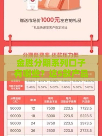 金胜分期系列口子有哪些？这5款产品靠谱又好申请！
