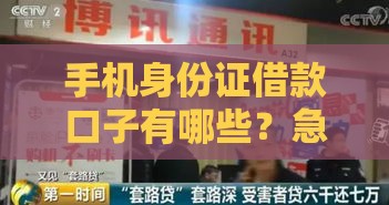 手机身份证借款口子有哪些？急用钱试试这几个靠谱平台