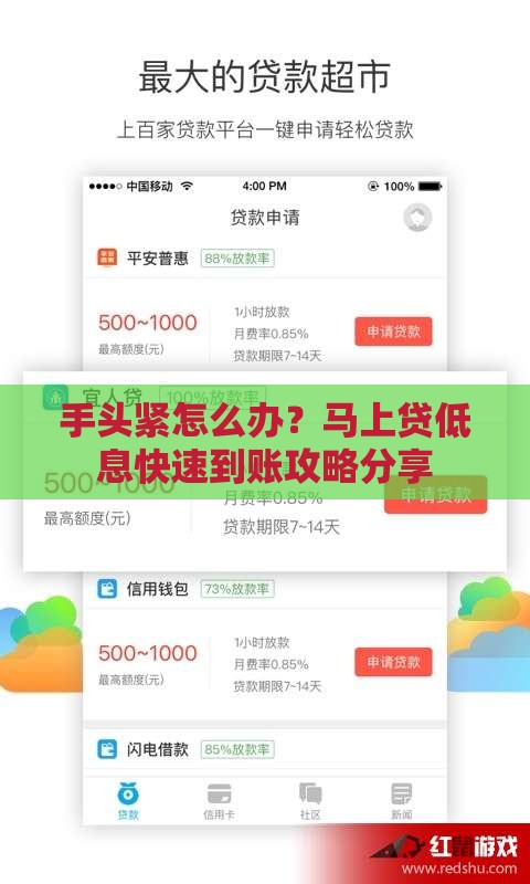 手头紧怎么办？马上贷低息快速到账攻略分享