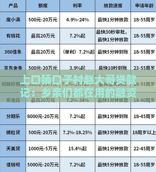 上口镇口子村赵大哥贷款记：乡亲们都在用的融资诀窍