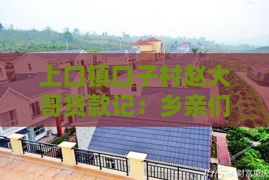 上口镇口子村赵大哥贷款记：乡亲们都在用的融资诀窍