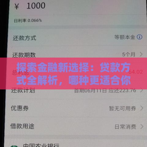 探索金融新选择：贷款方式全解析，哪种更适合你？