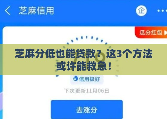 芝麻分低也能贷款？这3个方法或许能救急！
