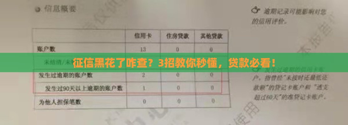 征信黑花了咋查？3招教你秒懂，贷款必看！