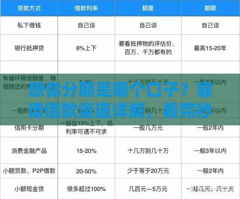 想你分期是哪个口子？靠谱借款渠道详解，看完秒懂！