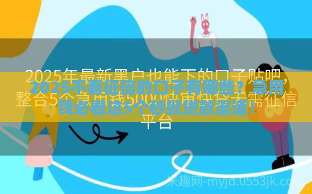 2025不看征信的口子有哪些？急用钱必看这5个秒批贷款渠道！