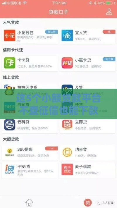 这5个小额贷款平台不查征信也能下款