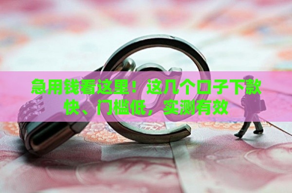急用钱看这里！这几个口子下款快、门槛低，实测有效