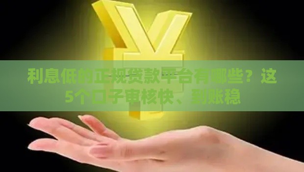 利息低的正规贷款平台有哪些？这5个口子审核快、到账稳