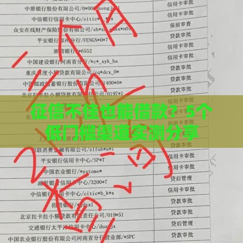 征信不佳也能借款？5个低门槛渠道实测分享