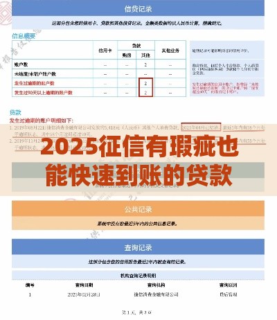 2025征信有瑕疵也能快速到账的贷款新选择