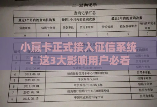 小赢卡正式接入征信系统!这3大影响用户必看 小赢卡正式接入征信系统!这3大影响用户必看