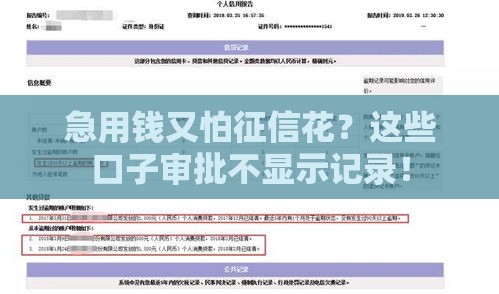 急用钱又怕征信花？这些口子审批不显示记录！