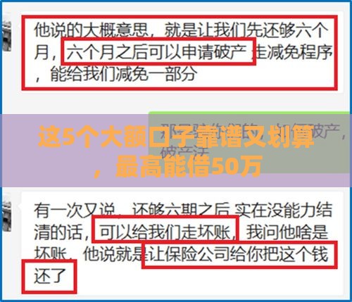 这5个大额口子靠谱又划算，最高能借50万