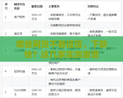 哪些网贷不看征信、下款快？这几家实测靠谱