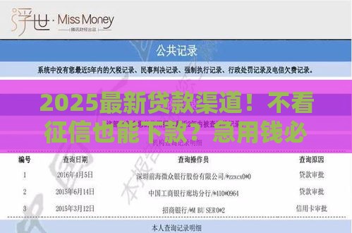 2025最新贷款渠道！不看征信也能下款？急用钱必看攻略