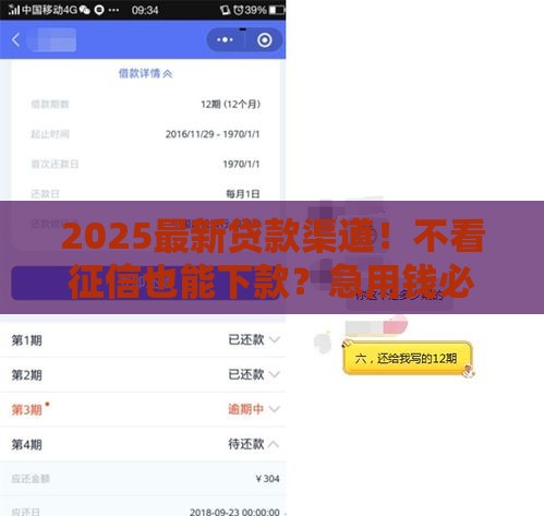 2025最新贷款渠道！不看征信也能下款？急用钱必看攻略