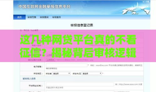 这几种网贷平台真的不看征信？揭秘背后审核逻辑
