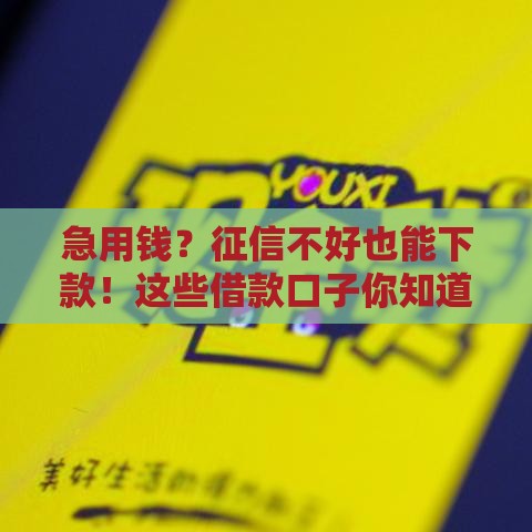 急用钱？征信不好也能下款！这些借款口子你知道吗