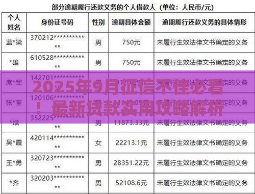 2025年9月征信不佳必看！最新贷款实用攻略解析