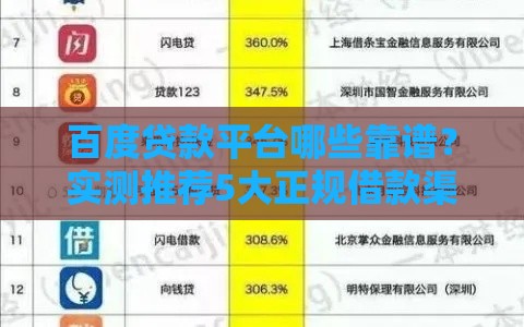 百度贷款平台哪些靠谱？实测推荐5大正规借款渠道！