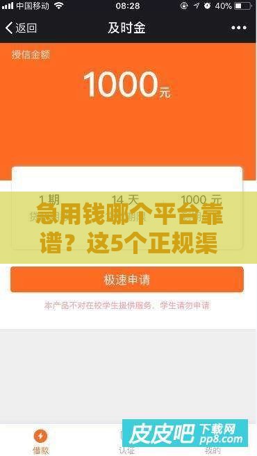急用钱哪个平台靠谱？这5个正规渠道安全又省心