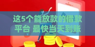 这5个能放款的借款平台 最快当天到账