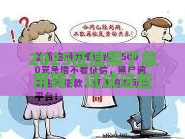 2025征信黑了急用钱？试试这些渠道还能借钱！