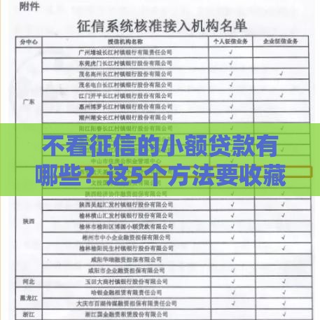 不看征信的小额贷款有哪些？这5个方法要收藏