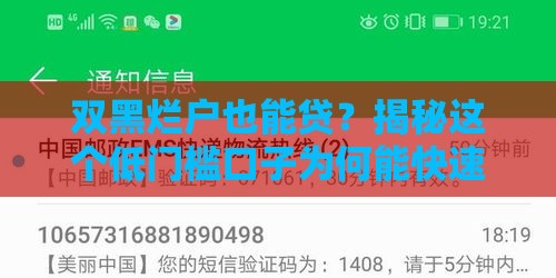 双黑烂户也能贷？揭秘这个低门槛口子为何能快速下款！