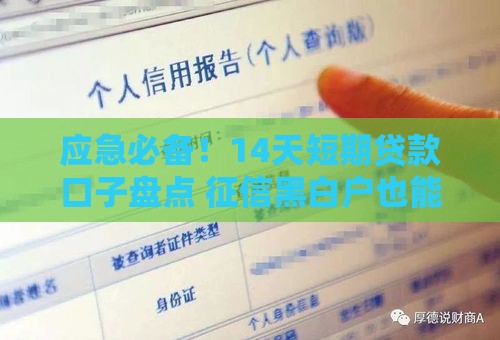 应急必备!14天短期贷款口子盘点 征信黑白户也能当天到账 应急必备!14天短期贷款口子盘点 征信黑白户也能当天到账