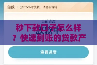 秒下款口子怎么样？快速到账的贷款产品靠谱吗