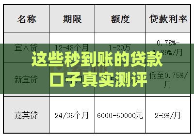这些秒到账的贷款口子真实测评