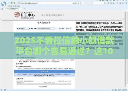 2025不看征信的小额借款平台哪个容易通过？这10个口子下款快门槛低！