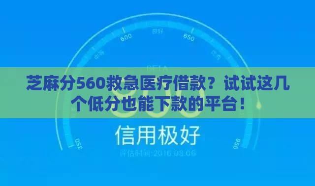 芝麻分560救急医疗借款？试试这几个低分也能下款的平台！