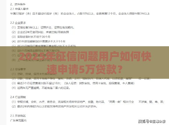2025年征信问题用户如何快速申请5万贷款？