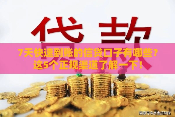 7天快速到账的信贷口子有哪些？这5个正规渠道了解一下！