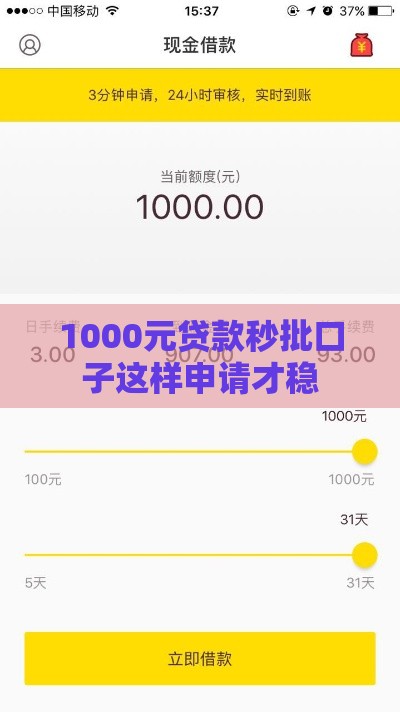 1000元贷款秒批口子这样申请才稳
