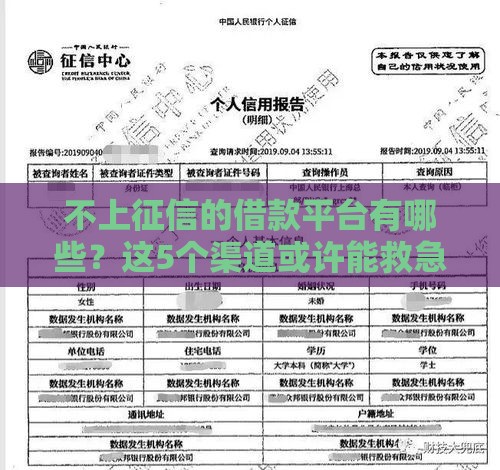 不上征信的借款平台有哪些?这5个渠道或许能救急! 不上征信的借款平台有哪些?这5个渠道或许能救急!