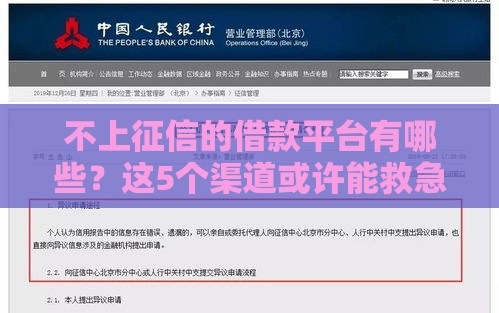 不上征信的借款平台有哪些?这5个渠道或许能救急! 不上征信的借款平台有哪些?这5个渠道或许能救急!