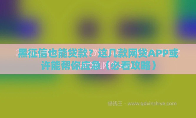 黑征信也能贷款？这几款网贷APP或许能帮你应急（必看攻略）