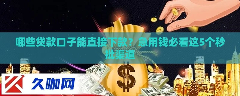 哪些贷款口子能直接下款？急用钱必看这5个秒批渠道