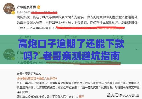 高炮口子逾期了还能下款吗？老哥亲测避坑指南