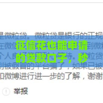 征信花也能申请的贷款口子，秒下款攻略