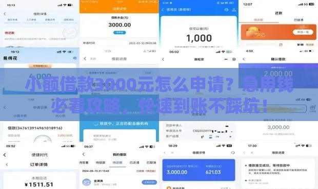 小额借款3000元怎么申请？急用钱必看攻略，快速到账不踩坑！